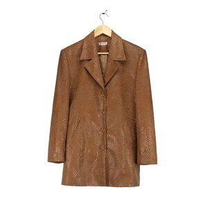 VTG‎ stylish shiny Oversized BLAZER jacket bold shoulders Womens Vintage Y2K M